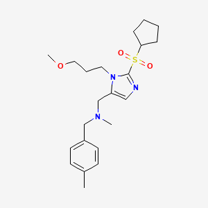 molecular formula C22H33N3O3S B4253195 1-[2-(cyclopentylsulfonyl)-1-(3-methoxypropyl)-1H-imidazol-5-yl]-N-methyl-N-(4-methylbenzyl)methanamine 