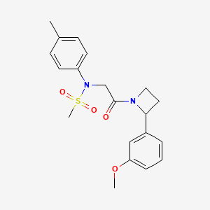molecular formula C20H24N2O4S B4253297 N-{2-[2-(3-methoxyphenyl)azetidin-1-yl]-2-oxoethyl}-N-(4-methylphenyl)methanesulfonamide 