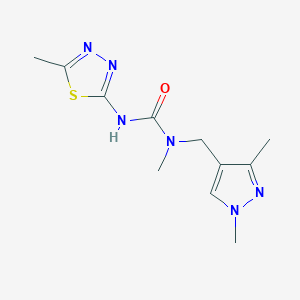 molecular formula C11H16N6OS B4253370 N-[(1,3-dimethyl-1H-pyrazol-4-yl)methyl]-N-methyl-N'-(5-methyl-1,3,4-thiadiazol-2-yl)urea 