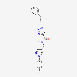 molecular formula C23H23FN6O B4253519 N-{[1-(4-fluorophenyl)-1H-pyrazol-4-yl]methyl}-N-methyl-1-(3-phenylpropyl)-1H-1,2,3-triazole-4-carboxamide 