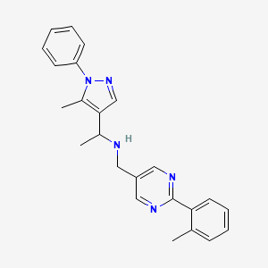 molecular formula C24H25N5 B4253575 1-(5-methyl-1-phenyl-1H-pyrazol-4-yl)-N-{[2-(2-methylphenyl)-5-pyrimidinyl]methyl}ethanamine 