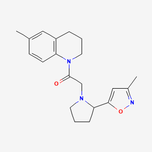 molecular formula C20H25N3O2 B4253577 6-methyl-1-{[2-(3-methylisoxazol-5-yl)pyrrolidin-1-yl]acetyl}-1,2,3,4-tetrahydroquinoline 