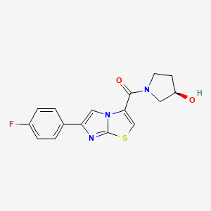molecular formula C16H14FN3O2S B4253599 (3R)-1-{[6-(4-fluorophenyl)imidazo[2,1-b][1,3]thiazol-3-yl]carbonyl}-3-pyrrolidinol 