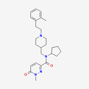molecular formula C26H36N4O2 B4253629 N-cyclopentyl-1-methyl-N-({1-[2-(2-methylphenyl)ethyl]-4-piperidinyl}methyl)-6-oxo-1,6-dihydro-3-pyridazinecarboxamide 