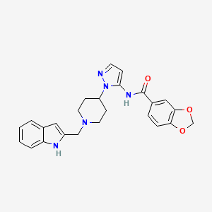 molecular formula C25H25N5O3 B4253646 N-{1-[1-(1H-indol-2-ylmethyl)-4-piperidinyl]-1H-pyrazol-5-yl}-1,3-benzodioxole-5-carboxamide 