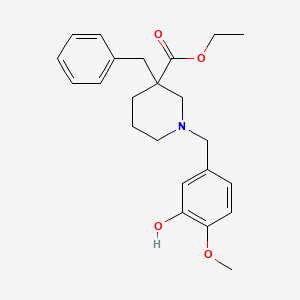 molecular formula C23H29NO4 B4253670 ethyl 3-benzyl-1-(3-hydroxy-4-methoxybenzyl)-3-piperidinecarboxylate 