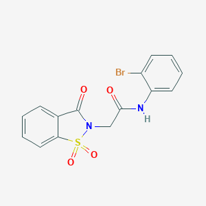 molecular formula C15H11BrN2O4S B425371 N-(2-bromophenyl)-2-(1,1-dioxido-3-oxo-1,2-benzisothiazol-2(3H)-yl)acetamide CAS No. 453527-89-4