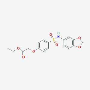 molecular formula C17H17NO7S B425375 Ethyl {4-[(1,3-benzodioxol-5-ylamino)sulfonyl]phenoxy}acetate 