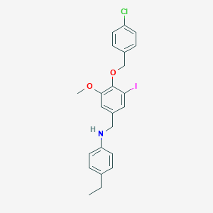 molecular formula C23H23ClINO2 B425380 N-{4-[(4-chlorobenzyl)oxy]-3-iodo-5-methoxybenzyl}-4-ethylaniline 