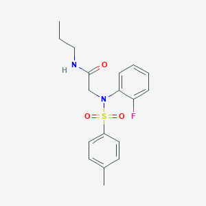 2-{2-fluoro[(4-methylphenyl)sulfonyl]anilino}-N-propylacetamide