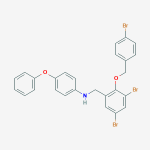 molecular formula C26H20Br3NO2 B425393 N-{3,5-dibromo-2-[(4-bromobenzyl)oxy]benzyl}-N-(4-phenoxyphenyl)amine 