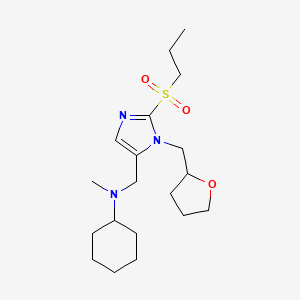 molecular formula C19H33N3O3S B4253931 N-methyl-N-[[3-(oxolan-2-ylmethyl)-2-propylsulfonylimidazol-4-yl]methyl]cyclohexanamine 