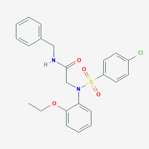 molecular formula C23H23ClN2O4S B425396 N-benzyl-2-{[(4-chlorophenyl)sulfonyl]-2-ethoxyanilino}acetamide 