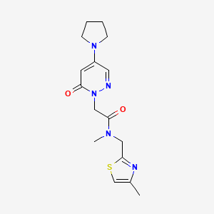 molecular formula C16H21N5O2S B4253986 N-methyl-N-[(4-methyl-1,3-thiazol-2-yl)methyl]-2-(6-oxo-4-pyrrolidin-1-ylpyridazin-1-yl)acetamide 