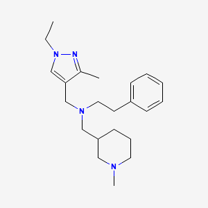 molecular formula C22H34N4 B4254196 N-[(1-ethyl-3-methylpyrazol-4-yl)methyl]-N-[(1-methylpiperidin-3-yl)methyl]-2-phenylethanamine 