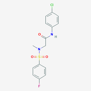 molecular formula C15H14ClFN2O3S B425422 N-(4-chlorophenyl)-2-[[(4-fluorophenyl)sulfonyl](methyl)amino]acetamide 