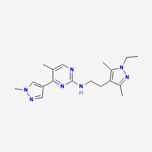 molecular formula C18H25N7 B4254316 N-[2-(1-ethyl-3,5-dimethylpyrazol-4-yl)ethyl]-5-methyl-4-(1-methylpyrazol-4-yl)pyrimidin-2-amine 