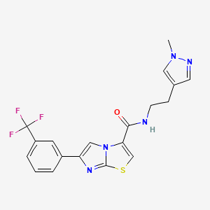 molecular formula C19H16F3N5OS B4254426 N-[2-(1-methylpyrazol-4-yl)ethyl]-6-[3-(trifluoromethyl)phenyl]imidazo[2,1-b][1,3]thiazole-3-carboxamide 