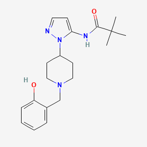 molecular formula C20H28N4O2 B4254592 N-[2-[1-[(2-hydroxyphenyl)methyl]piperidin-4-yl]pyrazol-3-yl]-2,2-dimethylpropanamide 