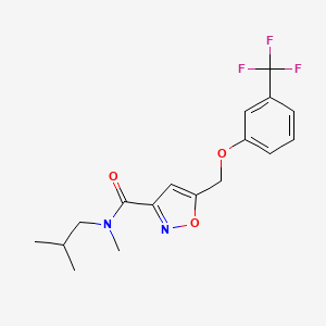 molecular formula C17H19F3N2O3 B4254690 N-methyl-N-(2-methylpropyl)-5-[[3-(trifluoromethyl)phenoxy]methyl]-1,2-oxazole-3-carboxamide 