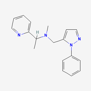 molecular formula C18H20N4 B4254692 N-methyl-N-[(1-phenyl-1H-pyrazol-5-yl)methyl]-1-pyridin-2-ylethanamine 