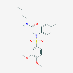 molecular formula C21H28N2O5S B425494 N-butyl-2-{[(3,4-dimethoxyphenyl)sulfonyl]-4-methylanilino}acetamide 