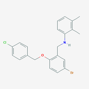 molecular formula C22H21BrClNO B425502 N-{5-bromo-2-[(4-chlorobenzyl)oxy]benzyl}-N-(2,3-dimethylphenyl)amine 