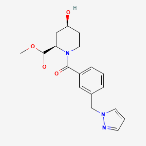 molecular formula C18H21N3O4 B4255116 methyl (2R,4S)-4-hydroxy-1-[3-(pyrazol-1-ylmethyl)benzoyl]piperidine-2-carboxylate 