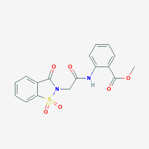 molecular formula C17H14N2O6S B425513 methyl 2-(2-(1,1-dioxido-3-oxobenzo[d]isothiazol-2(3H)-yl)acetamido)benzoate CAS No. 474480-20-1