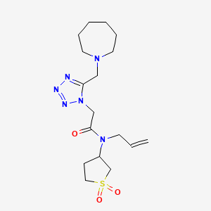 molecular formula C17H28N6O3S B4255376 2-[5-(azepan-1-ylmethyl)tetrazol-1-yl]-N-(1,1-dioxothiolan-3-yl)-N-prop-2-enylacetamide 