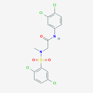 molecular formula C15H12Cl4N2O3S B425561 N-(3,4-dichlorophenyl)-2-[[(2,5-dichlorophenyl)sulfonyl](methyl)amino]acetamide 
