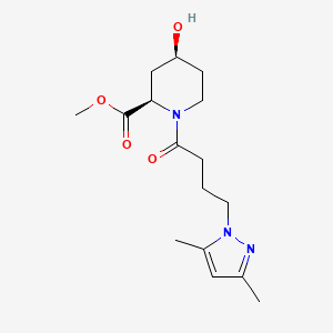 molecular formula C16H25N3O4 B4255667 methyl (2R,4S)-1-[4-(3,5-dimethylpyrazol-1-yl)butanoyl]-4-hydroxypiperidine-2-carboxylate 