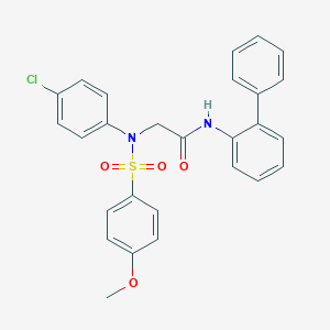 molecular formula C27H23ClN2O4S B425583 N-[1,1'-biphenyl]-2-yl-2-{4-chloro[(4-methoxyphenyl)sulfonyl]anilino}acetamide 