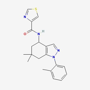 molecular formula C20H22N4OS B4256660 N-[6,6-dimethyl-1-(2-methylphenyl)-5,7-dihydro-4H-indazol-4-yl]-1,3-thiazole-4-carboxamide 