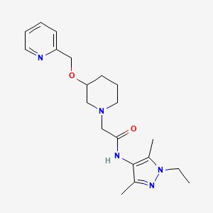 molecular formula C20H29N5O2 B4256664 N-(1-ethyl-3,5-dimethylpyrazol-4-yl)-2-[3-(pyridin-2-ylmethoxy)piperidin-1-yl]acetamide 