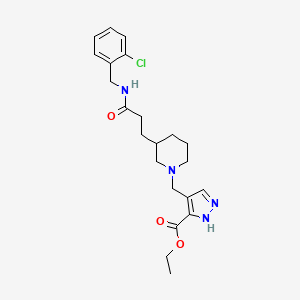 molecular formula C22H29ClN4O3 B4256873 ethyl 4-[[3-[3-[(2-chlorophenyl)methylamino]-3-oxopropyl]piperidin-1-yl]methyl]-1H-pyrazole-5-carboxylate 