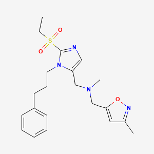 molecular formula C21H28N4O3S B4256900 N-[[2-ethylsulfonyl-3-(3-phenylpropyl)imidazol-4-yl]methyl]-N-methyl-1-(3-methyl-1,2-oxazol-5-yl)methanamine 