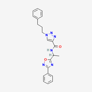 molecular formula C22H22N6O2 B4256927 N-[1-(3-phenyl-1,2,4-oxadiazol-5-yl)ethyl]-1-(3-phenylpropyl)triazole-4-carboxamide 
