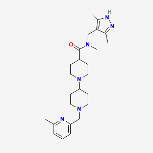 molecular formula C25H38N6O B4256965 N-[(3,5-dimethyl-1H-pyrazol-4-yl)methyl]-N-methyl-1-[1-[(6-methylpyridin-2-yl)methyl]piperidin-4-yl]piperidine-4-carboxamide 