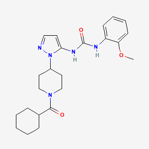 molecular formula C23H31N5O3 B4257033 N-{1-[1-(cyclohexylcarbonyl)-4-piperidinyl]-1H-pyrazol-5-yl}-N'-(2-methoxyphenyl)urea 