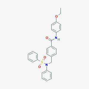molecular formula C28H26N2O4S B425709 N-(4-ethoxyphenyl)-4-{[(phenylsulfonyl)anilino]methyl}benzamide 