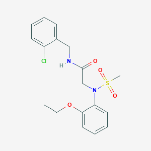 molecular formula C18H21ClN2O4S B425724 N-(2-chlorobenzyl)-2-[2-ethoxy(methylsulfonyl)anilino]acetamide 