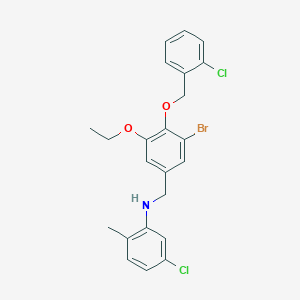 molecular formula C23H22BrCl2NO2 B425739 N-{3-bromo-4-[(2-chlorobenzyl)oxy]-5-ethoxybenzyl}-5-chloro-2-methylaniline 