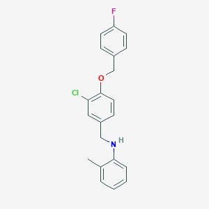 molecular formula C21H19ClFNO B425764 N-{3-chloro-4-[(4-fluorobenzyl)oxy]benzyl}-2-methylaniline 