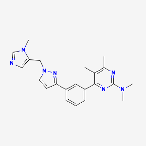 molecular formula C22H25N7 B4257715 N,N,4,5-tetramethyl-6-[3-[1-[(3-methylimidazol-4-yl)methyl]pyrazol-3-yl]phenyl]pyrimidin-2-amine 