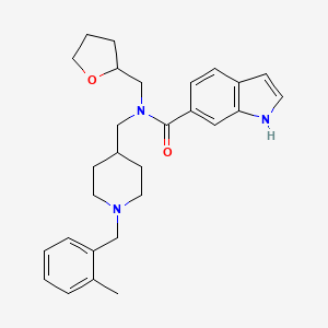 molecular formula C28H35N3O2 B4258026 N-[[1-[(2-methylphenyl)methyl]piperidin-4-yl]methyl]-N-(oxolan-2-ylmethyl)-1H-indole-6-carboxamide 