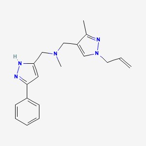 molecular formula C19H23N5 B4258146 N-methyl-N-[(3-methyl-1-prop-2-enylpyrazol-4-yl)methyl]-1-(3-phenyl-1H-pyrazol-5-yl)methanamine 