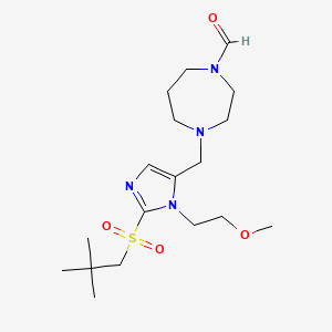 molecular formula C18H32N4O4S B4258174 4-[[2-(2,2-Dimethylpropylsulfonyl)-3-(2-methoxyethyl)imidazol-4-yl]methyl]-1,4-diazepane-1-carbaldehyde 