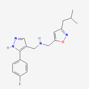 molecular formula C18H21FN4O B4258461 N-[[5-(4-fluorophenyl)-1H-pyrazol-4-yl]methyl]-1-[3-(2-methylpropyl)-1,2-oxazol-5-yl]methanamine 