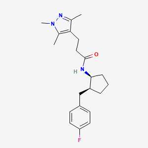 molecular formula C21H28FN3O B4258776 N-[(1S,2S)-2-[(4-fluorophenyl)methyl]cyclopentyl]-3-(1,3,5-trimethylpyrazol-4-yl)propanamide 